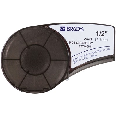 Brady M21-500-595-GY - B-595 M21 Series Label Cartridge - 21' x 0.5" - Black/Gray