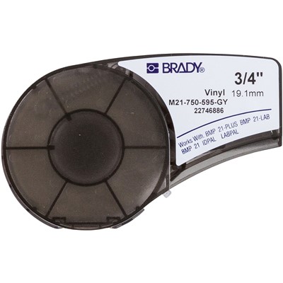 Brady M21-750-595-GY - B-595 M21 Series Label Cartridge - 21' x 0.75" - Black/Gray