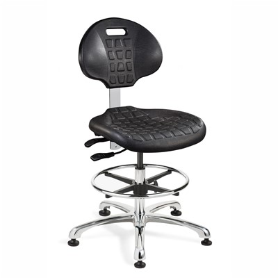 Bevco 7351 - Everlast 7000 Silver Series Ergonomic Chair w/Articulating Tilt Seat & Back - Polyurethane - 17.5"-25" - Mushroom Glides