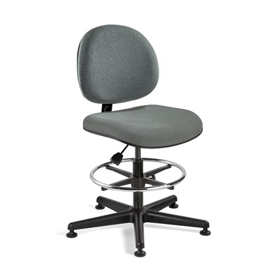 Bevco V4307MG-GY - LEXINGTON Value-Line V4 Series Ergonomic Pneumatic Chair - Upholstered - 20"-27.5" - Mushroom Glides - Gray