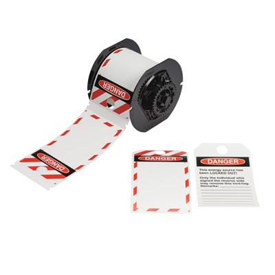 Brady B30-255-851OSHADSF - Printable Striped Polyester Lockout Tags - OSHA Danger ONLY THE INDIVIDUAL - 5.75" x 3.25" - 100/RL