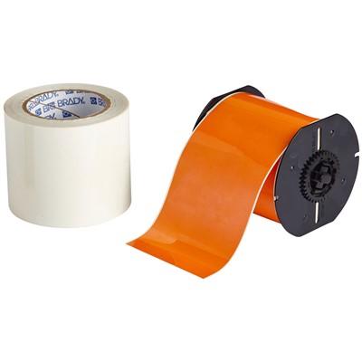 Brady B30C-2250-483OR-KT - B-483 B30 Series ToughStripe Printable Floor Marking Tape Labels - Polyester w/Overlaminate - Orange - 2.25" x 100'