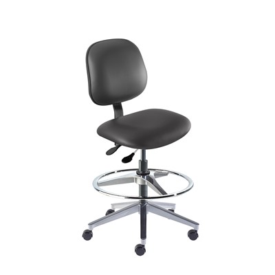 Biofit BEA-H-RC-T-AFP-XA-06-P28540 - Belize Series Chair w/22"  adjustable Footring - 22" - 32" - Black Powder Coated - Black Vinyl