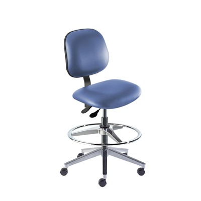 Biofit BEA-H-RC-T-AFP-XA-06-P28542 - Belize Series Chair w/22"  adjustable Footring - 22" - 32" - Black Powder Coated - Blue Vinyl