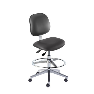 Biofit BEA-H-RC-T-AFP-XA-C-P28540 - Belize Series Chair w/22"  adjustable Footring - 22" - 32" - Chrome Plated - Black Vinyl