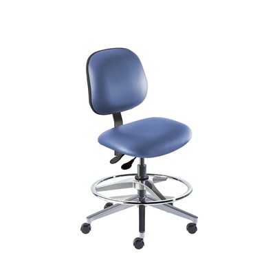 Biofit BEA-M-RC-T-AFP-XA-06-P28542 - Belize Series Chair w/22"  adjustable Footring - 19" - 26" - Black Powder Coated - Blue Vinyl