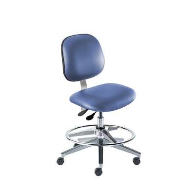 Biofit BEA-M-RC-T-AFP-XA-C-P28542 - Belize Series Chair w/22"  adjustable Footring - 19" - 26" - Chrome Plated - Blue Vinyl