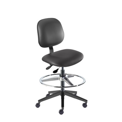 Biofit BER-H-RC-T-AFP-XA-06-P28540 - Belize Series Chair w/22"  adjustable Footring - 22" - 32" - Black Powder Coated - Black Vinyl