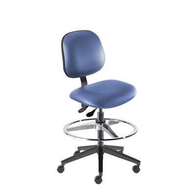 Biofit BER-H-RC-T-AFP-XA-06-P28542 - Belize Series Chair w/22"  adjustable Footring - 22" - 32" - Black Powder Coated - Blue Vinyl