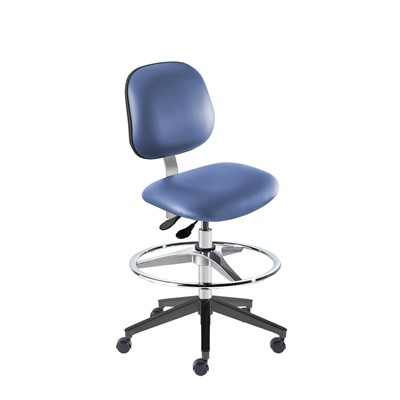 Biofit BER-H-RC-T-AFP-XA-C-P28542 - Belize Series Chair w/22"  adjustable Footring - 22" - 32" - Chrome Plated - Blue Vinyl