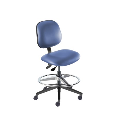 Biofit BER-M-RC-T-AFP-XA-06-P28542 - Belize Series Chair w/22"  adjustable Footring - 19" - 26" - Black Powder Coated - Blue Vinyl