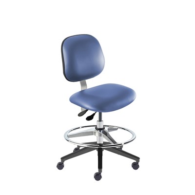 Biofit BER-M-RC-T-AFP-XA-C-P28542 - Belize Series Chair w/22"  adjustable Footring - 19" - 26" - Chrome Plated - Blue Vinyl
