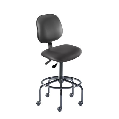 Biofit BES-H-RC-T-XF-XA-06-P28540 - Belize Series Chair w/21" Affixed Footring - 25" - 32" - Black Powder Coated - Black Vinyl