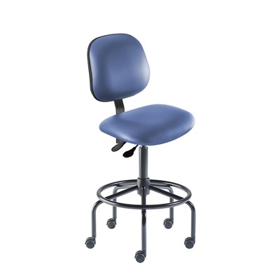 Biofit BES-H-RC-T-XF-XA-06-P28542 - Belize Series Chair w/21" Affixed Footring - 25" - 32" - Black Powder Coated - Blue Vinyl