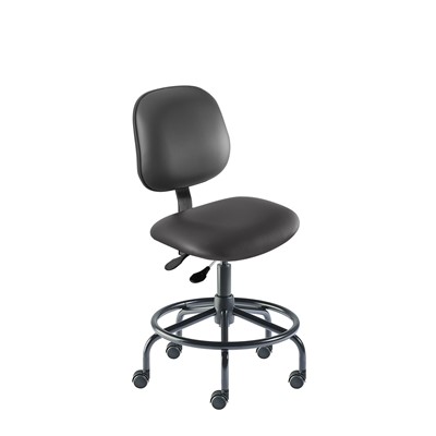 Biofit BES-L-RC-T-XF-XA-06-P28540 - Belize Series Chair w/21" Affixed Footring - 18" - 22" - Black Powder Coated - Black Vinyl