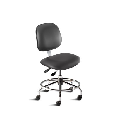 Biofit BES-L-RC-T-XF-XA-C-P28540 - Belize Series Chair w/21" Affixed Footring - 18" - 22" - Chrome Plated - Black Vinyl