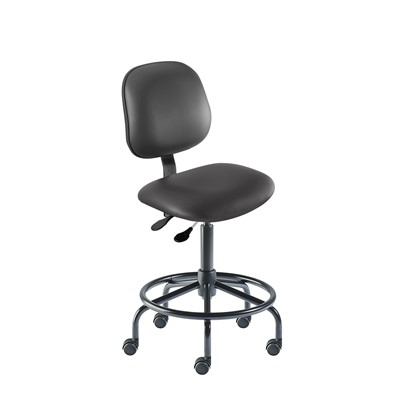 Biofit BES-M-RC-T-XF-XA-06-P28540 - Belize Series Chair w/21" Affixed Footring - 21" - 28" - Black Powder Coated - Black Vinyl