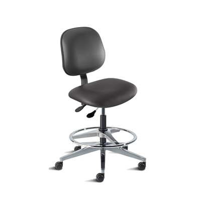 Biofit BEW-H-RC-T-AFP-XA-06-P28540 - Belize Series Chair w/22"  adjustable Footring - 22" - 32" - Black Powder Coated - Black Vinyl