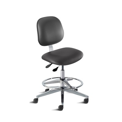 Biofit BEW-H-RC-T-AFP-XA-C-P28540 - Belize Series Chair w/22"  adjustable Footring - 22" - 32" - Chrome Plated - Black Vinyl