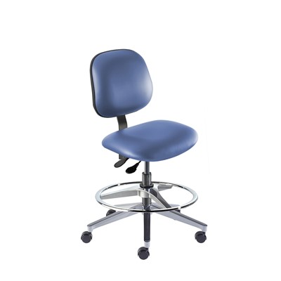 Biofit BEW-M-RC-T-AFP-XA-06-P28542 - Belize Series Chair w/22"  adjustable Footring - 19" - 26" - Black Powder Coated - Blue Vinyl