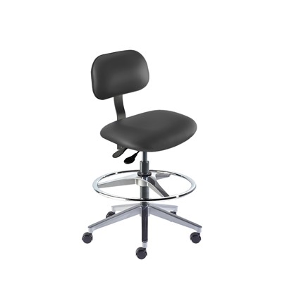 BioFit BTA-H-RC-T-AFP-XA-06-P28540 Bridgeport Series Chair w/22" adjustable Footring - 22" - 32" - Black Powder Coated - Black Vinyl