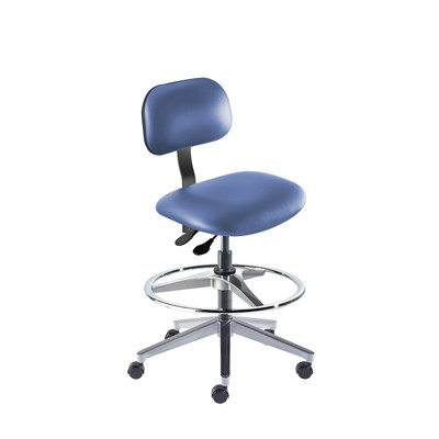 BioFit BTA-H-RC-T-AFP-XA-06-P28542 Bridgeport Series Chair w/22" adjustable Footring - 22" - 32" - Black Powder Coated - Blue Vinyl