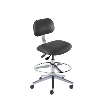 BioFit BTA-H-RC-T-AFP-XA-C-P28540 Bridgeport Series Chair w/22" adjustable Footring - 22" - 32" - Chrome Plated - Black Vinyl