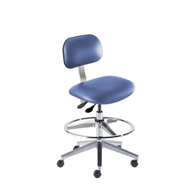 BioFit BTA-H-RC-T-AFP-XA-C-P28542 Bridgeport Series Chair w/22" adjustable Footring - 22" - 32" - Chrome Plated - Blue Vinyl