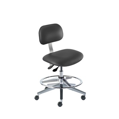 BioFit BTA-M-RC-T-AFP-XA-C-P28540 Bridgeport Series Chair w/22" adjustable Footring - 19" - 26" - Chrome Plated - Black Vinyl