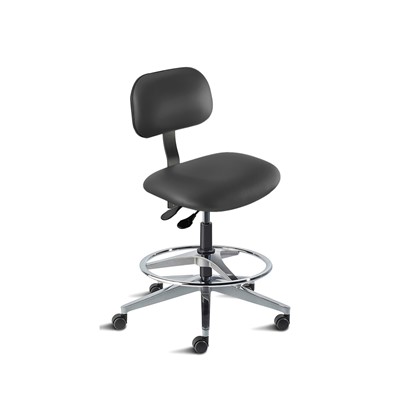 BioFit BTW-H-RC-T-AFP-XA-06-P28540 Bridgeport Series Chair w/22" adjustable Footring - 22" - 32" - Black Powder Coated - Black Vinyl