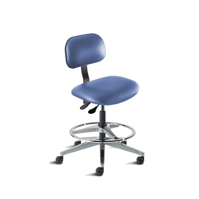 BioFit BTW-H-RC-T-AFP-XA-06-P28542 Bridgeport Series Chair w/22" adjustable Footring - 22" - 32" - Black Powder Coated - Blue Vinyl