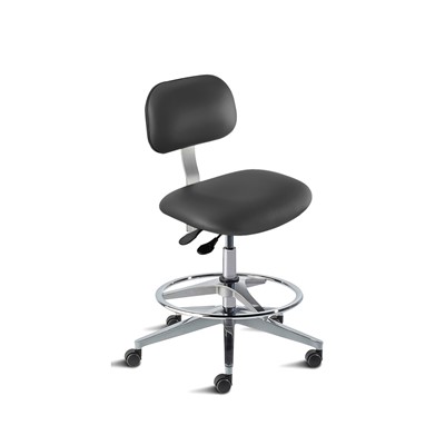 BioFit BTW-H-RC-T-AFP-XA-C-P28540 Bridgeport Series Chair w/22" adjustable Footring - 22" - 32" - Chrome Plated - Black Vinyl