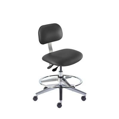 BioFit BTW-M-RC-T-AFP-XA-C-P28540 Bridgeport Series Chair w/22" adjustable Footring - 19" - 26" - Chrome Plated - Black Vinyl