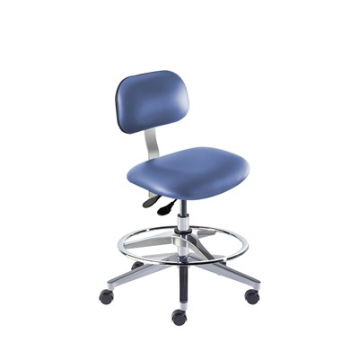 BioFit BTW-M-RC-T-AFP-XA-C-P28542 Bridgeport Series Chair w/22" adjustable Footring - 19" - 26" - Chrome Plated - Blue Vinyl