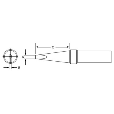 Weller PTA8 - PT Series Screwdriver Soldering Tip for TC201 Irons - 800° - 0.062" x 0.62"