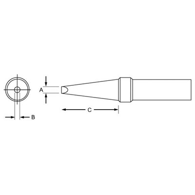 Weller PTAA8 - PT Series Single Flat Soldering Tip for TC201 Irons - 800° - 0.062" x 0.62"