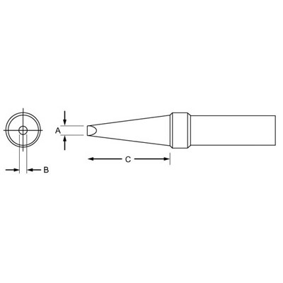 Weller PTBB8 - PT Series Single Flat Soldering Tip for TC201 Irons - 800° - 0.093" x 0.62"