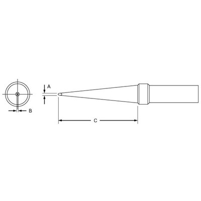 Weller PTK7 - PT Series Long Screwdriver Soldering Tip for TC201 Irons - 700° - 0.046" x 1"