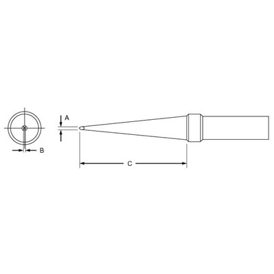 Weller PTK8 - PT Series Long Screwdriver Soldering Tip for TC201 Irons - 800° - 0.046" x 1"