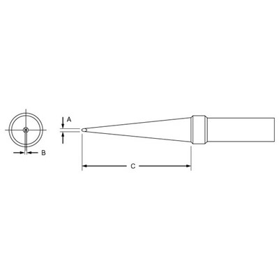 Weller PTL8 - PT Series Long Screwdriver Soldering Tip for TC201 Irons - 800° - 0.078" x 1"