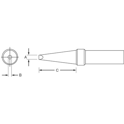 Weller ETAA - ET Series Single Flat Soldering Tip for PES51 Iron - 0.062" x 0.625"