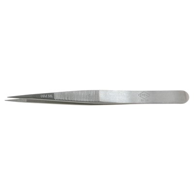 Erem OODSA - Stainless Steel Anti-Magnetic Precision Tweezers - Straight Pointed Tips - Serrated - 4.724"