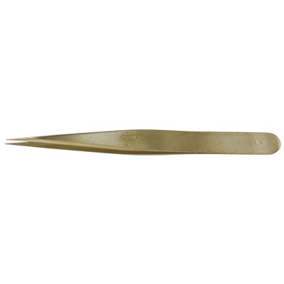 Erem AM - Brass Anti-Magnetic Precision Tweezers - Straight Fine Tips - Smooth - 4.921"