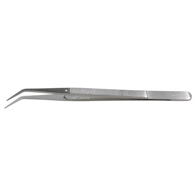 Erem 24SA - Stainless Steel Anti-Magnetic Precision Tweezers - Curved Medium Tips - Serrated - 5.512"