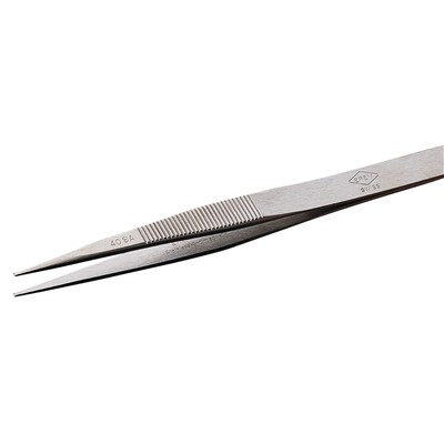 Erem 40SA - Stainless Steel Anti-Magnetic SMD Tweezers - Straight 0.015" Hole Tips - Smooth - 4.331"