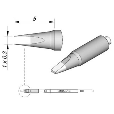 JBC Tools C105-213 - C105 Series Soldering Cartridge - Chisel - 1 x 0.3 mm