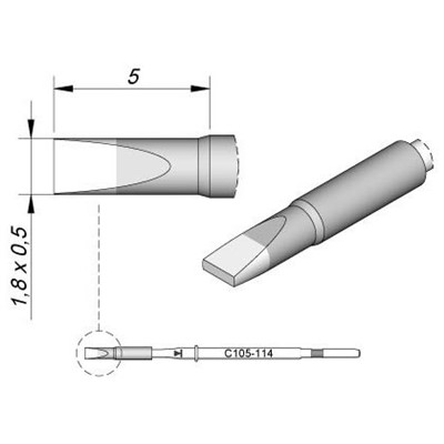 JBC Tools C105-114 - C105 Series Soldering Cartridge - Chisel - 1.8 mm x 5 mm