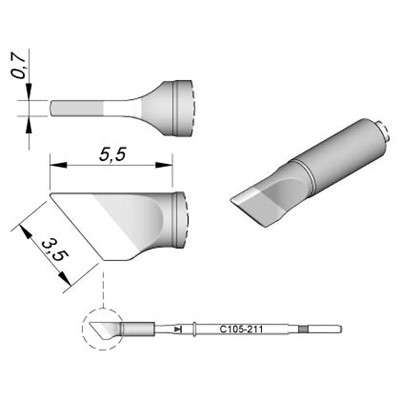 JBC Tools C105-211 - C105 Series Soldering Cartridge - Knife - 3.5 mm x 5.5 mm