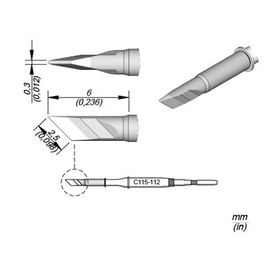 JBC Tools C115112 - C115 Series Soldering Cartridge - Knife - 2.5 x 0.3 mm