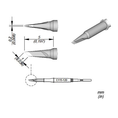 JBC Tools C115120 - C115 Series Soldering Cartridge - Knife - 1 x 0.2 mm